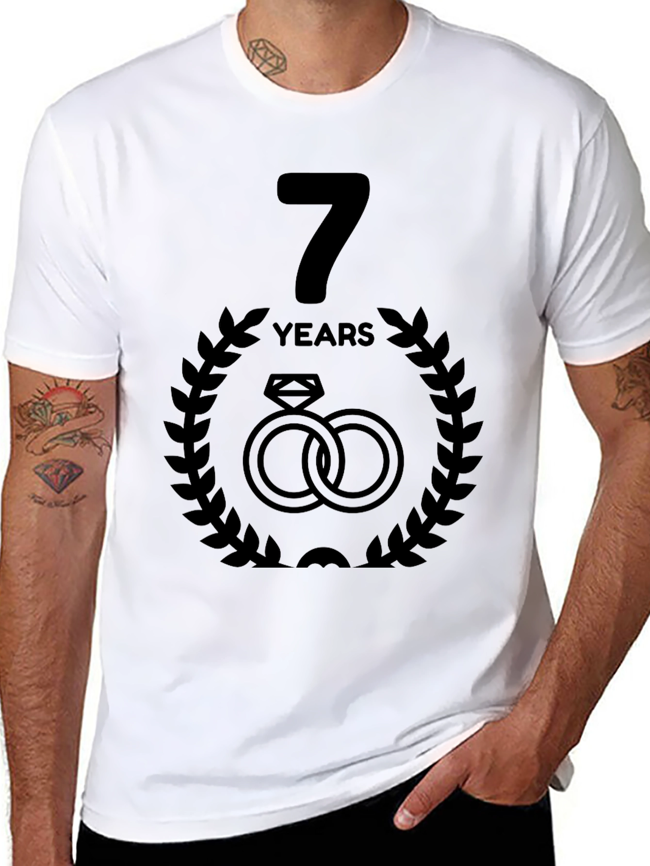 7th Anniversary T-Shirt - Wedding Rings Design