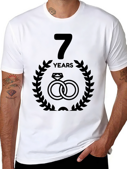 7th Anniversary T-Shirt - Wedding Rings Design