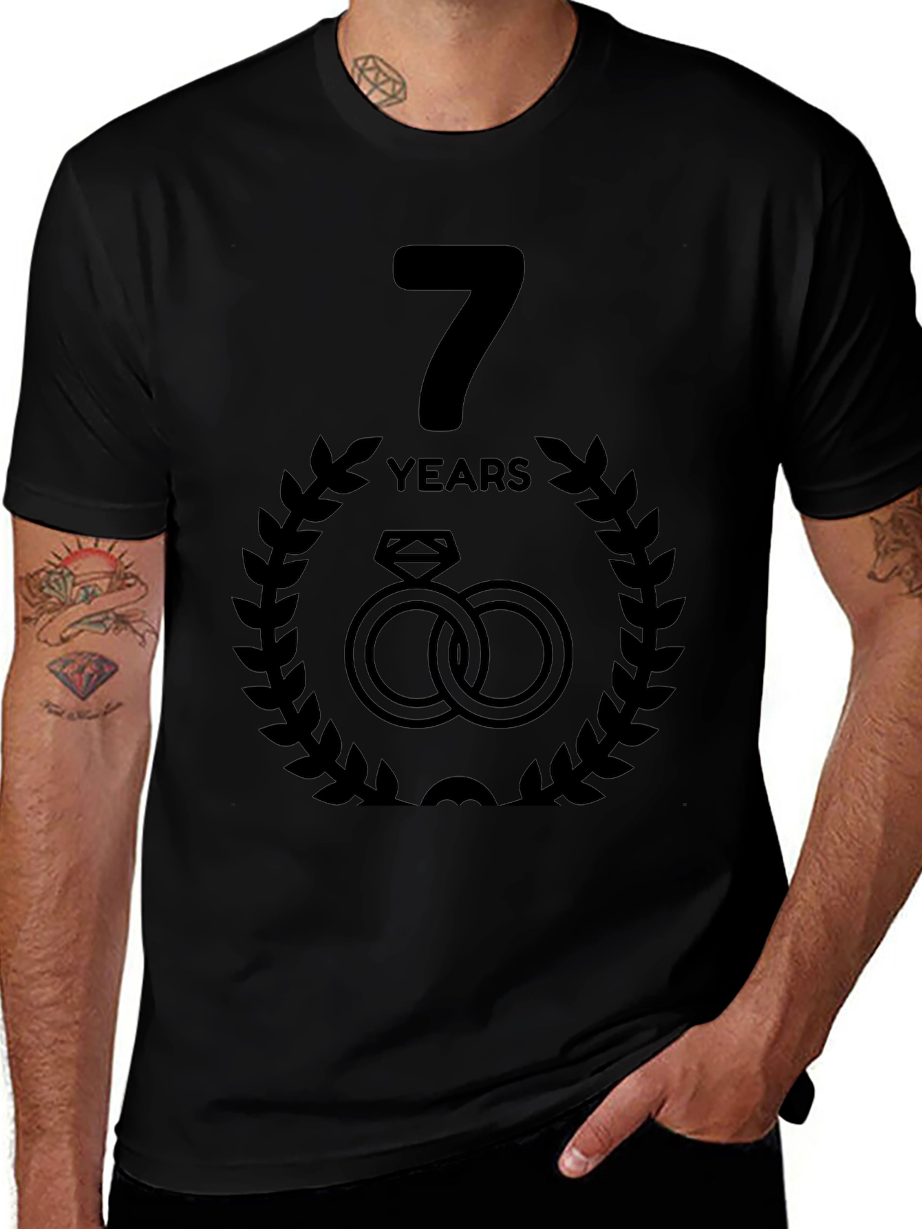 7th Anniversary T-Shirt - Wedding Rings Design