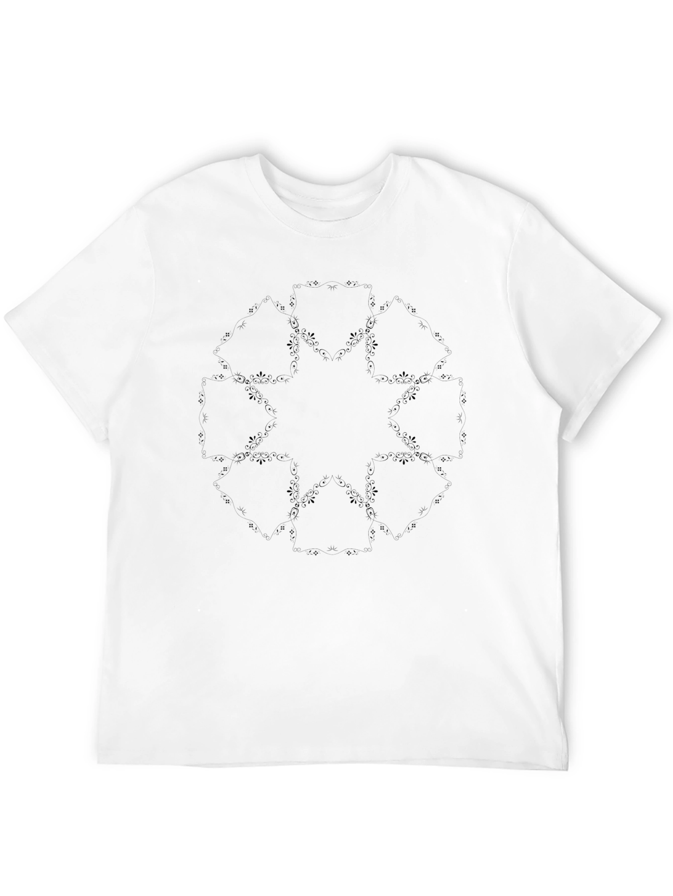 Mens Black Graphic Tee - Geometric Design