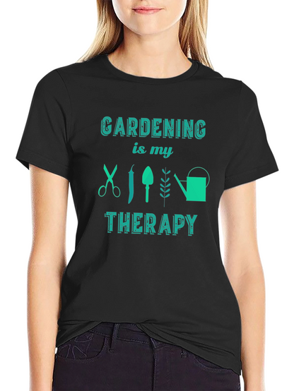 Gardening is My Therapy Black Graphic Tee