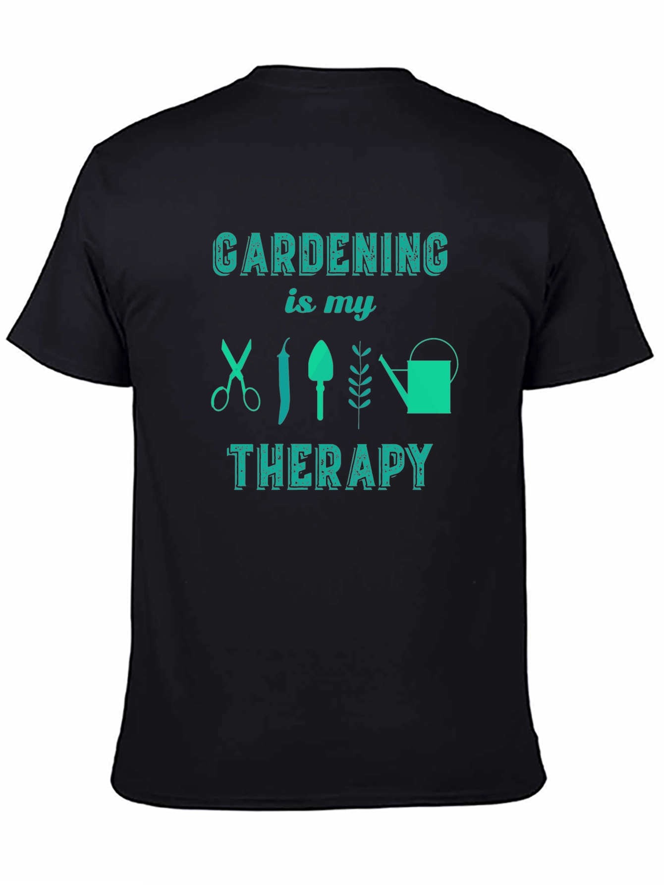 Gardening is My Therapy Black Graphic Tee