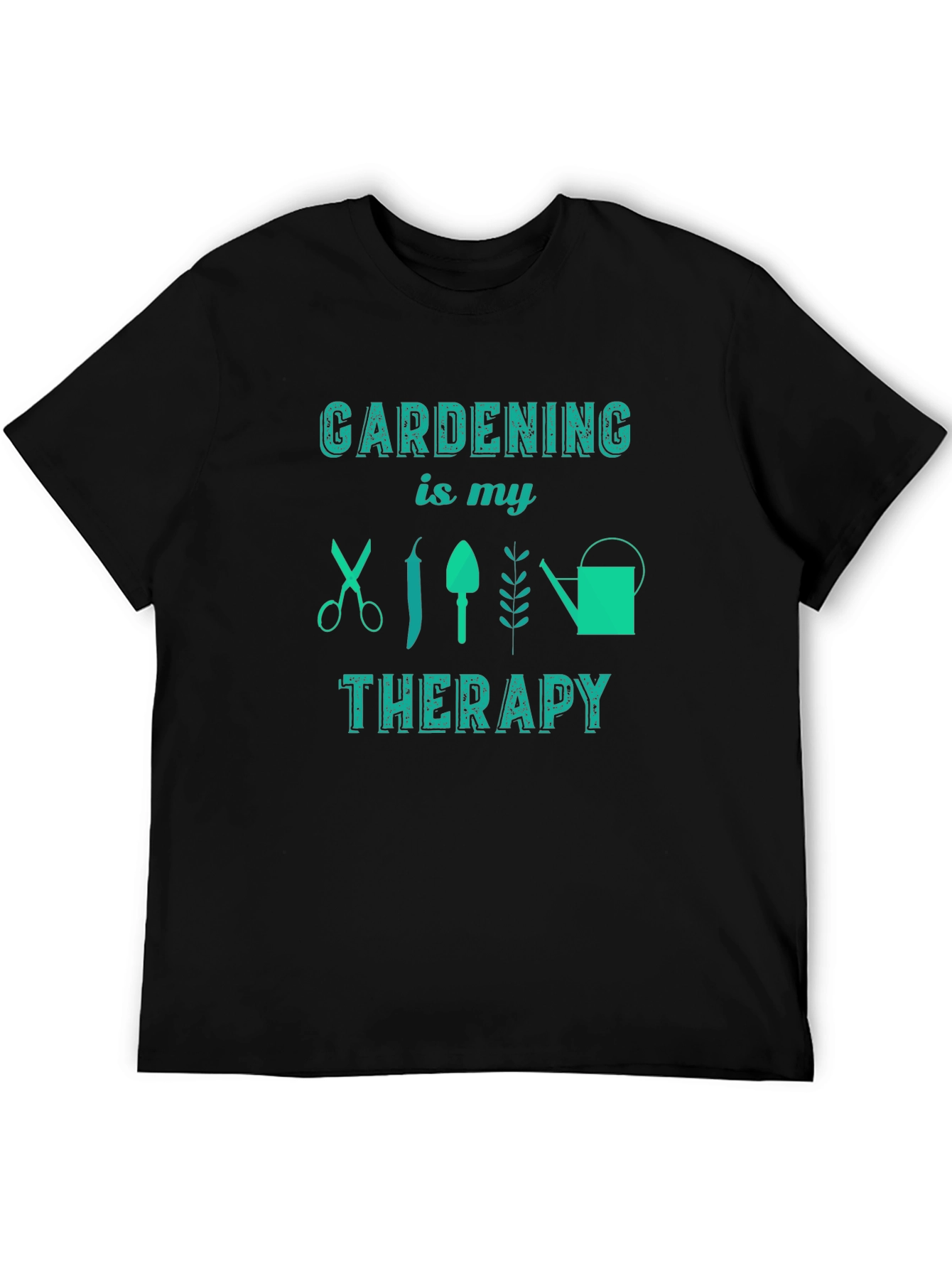 Gardening is My Therapy Black Graphic Tee