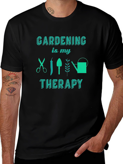 Gardening is My Therapy Black Graphic Tee