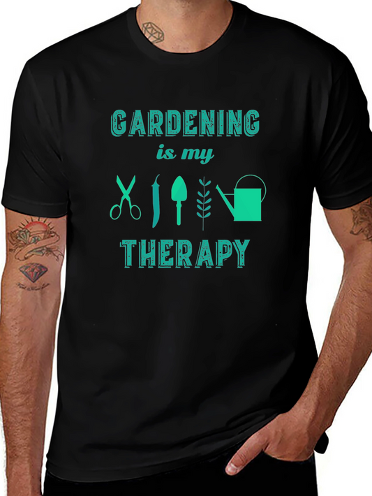 Gardening is My Therapy Black Graphic Tee