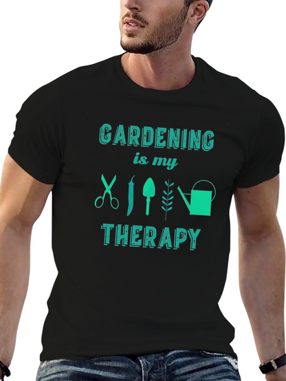 Gardening is My Therapy Black Graphic Tee