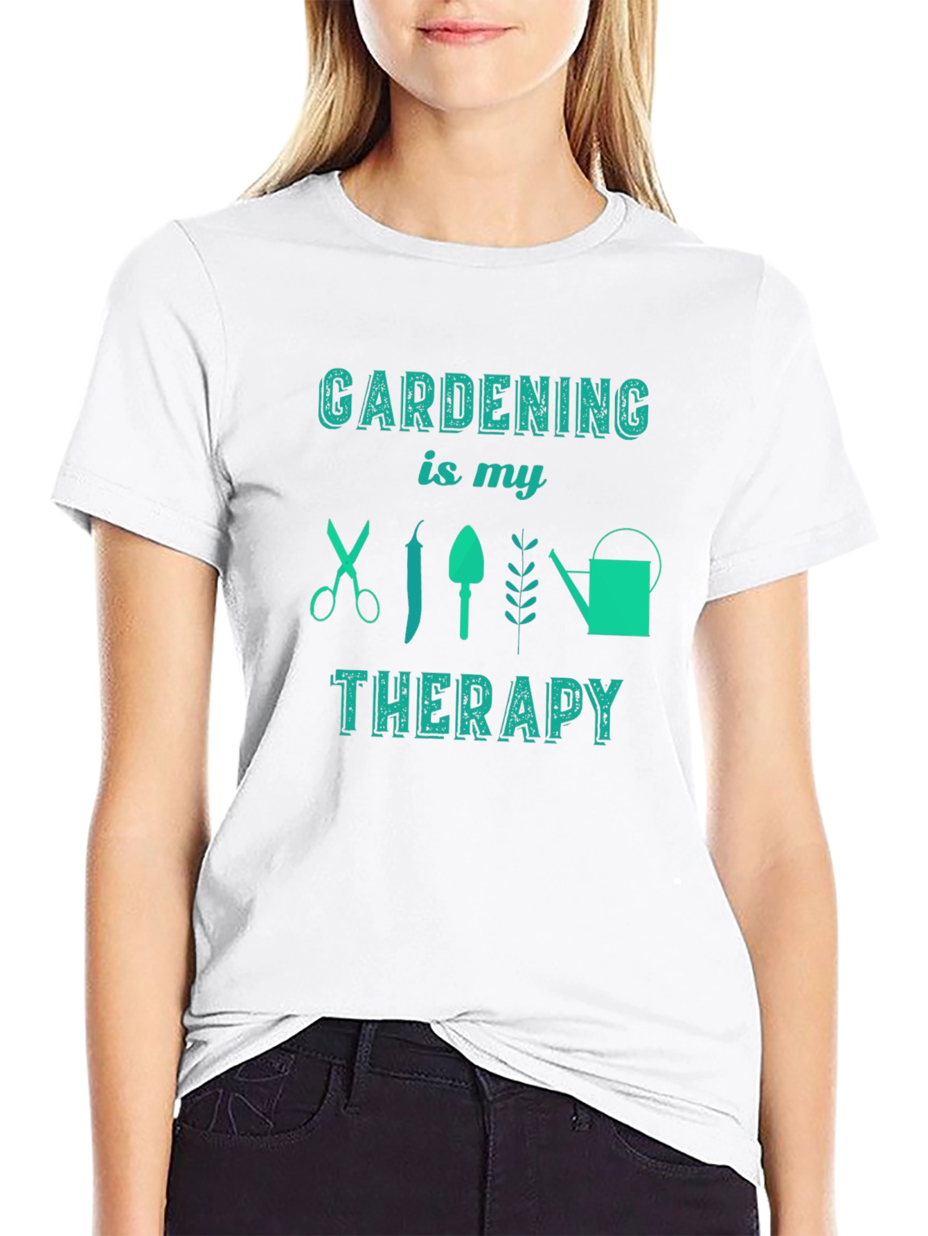 Gardening is My Therapy Black Graphic Tee