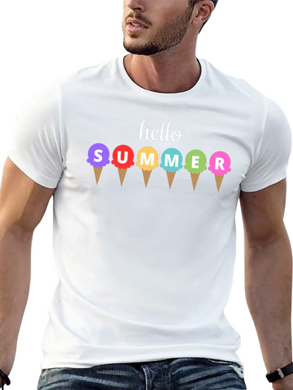 Hello Summer Ice Cream Graphic T-Shirt