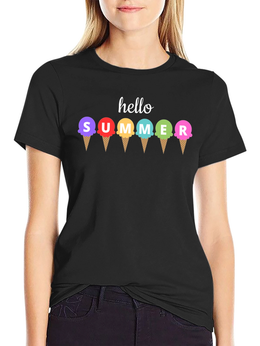 Hello Summer Ice Cream Graphic T-Shirt
