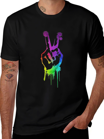Rainbow Peace Sign Graphic T-Shirt