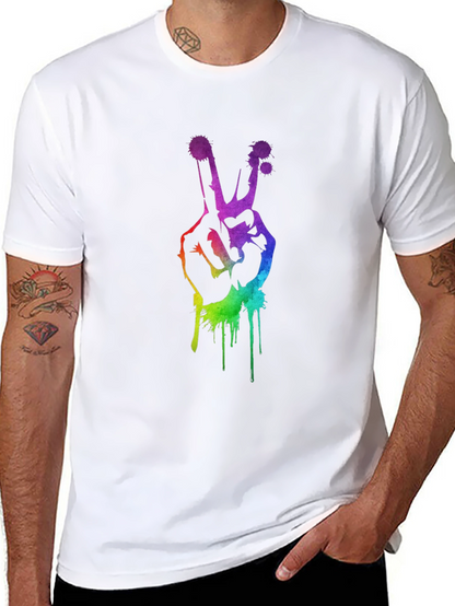 Rainbow Peace Sign Graphic T-Shirt