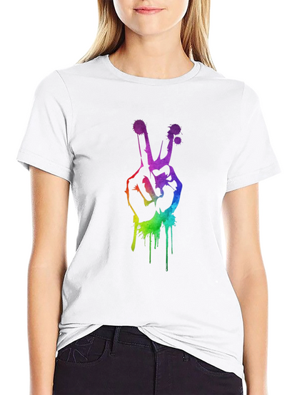 Rainbow Peace Sign Graphic T-Shirt