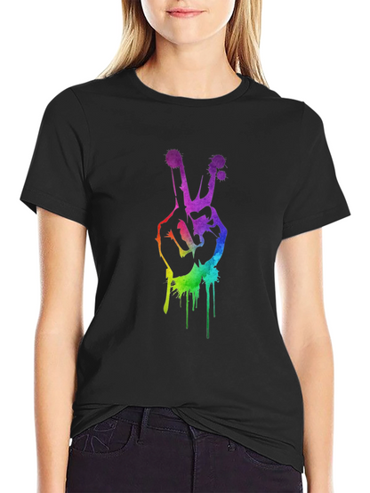 Rainbow Peace Sign Graphic T-Shirt