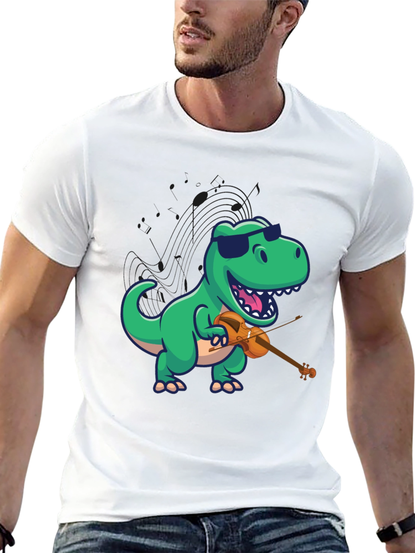 Dino Violinist Graphic Tee