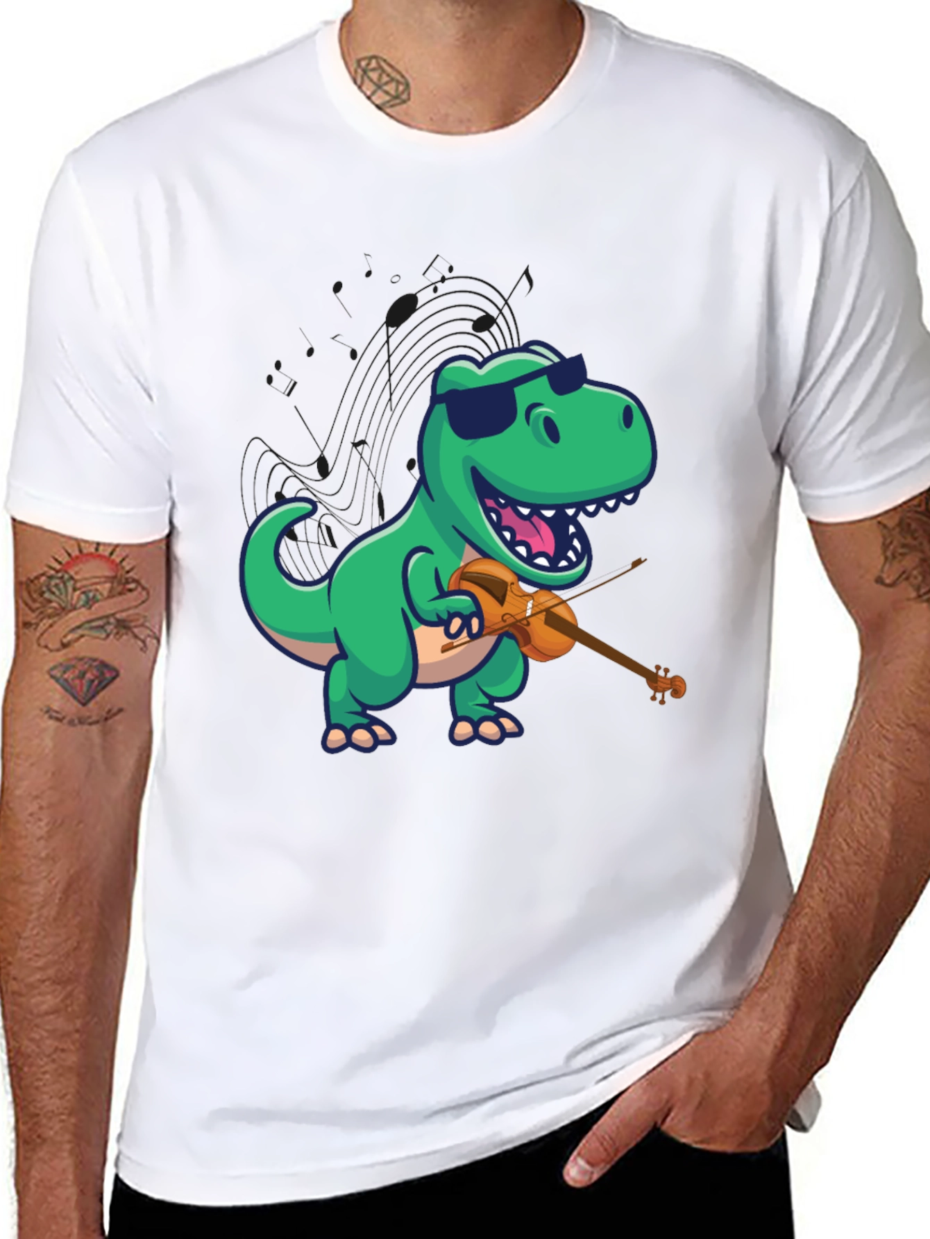 Dino Violinist Graphic Tee