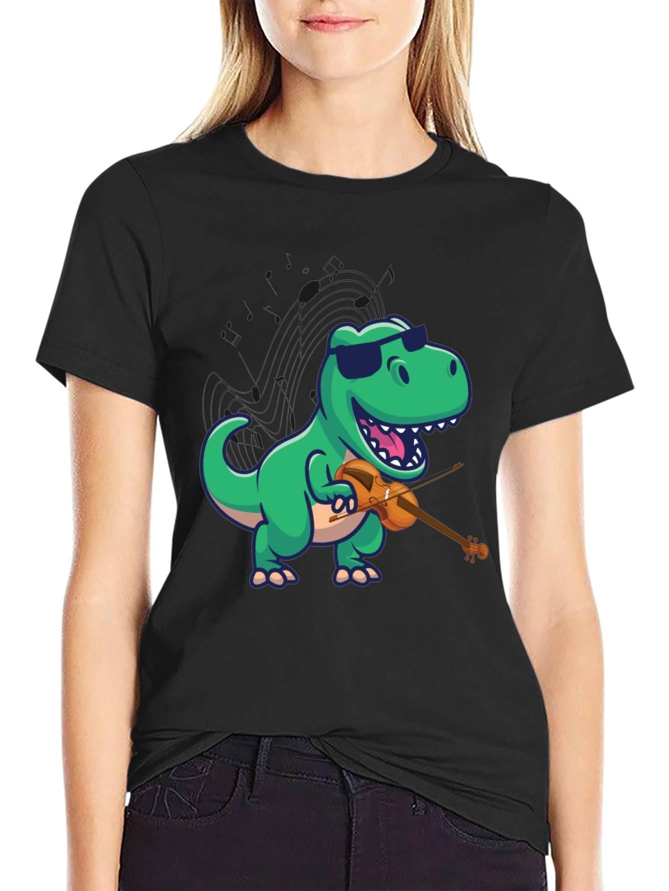 Dino Violinist Graphic Tee