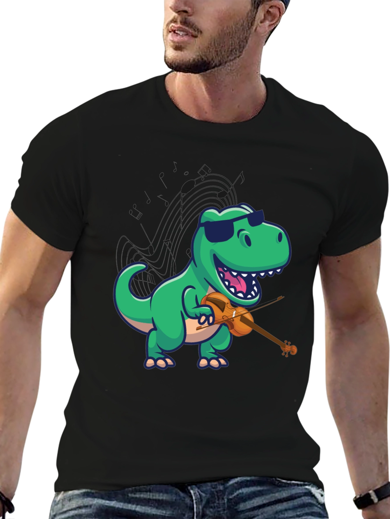Dino Violinist Graphic Tee