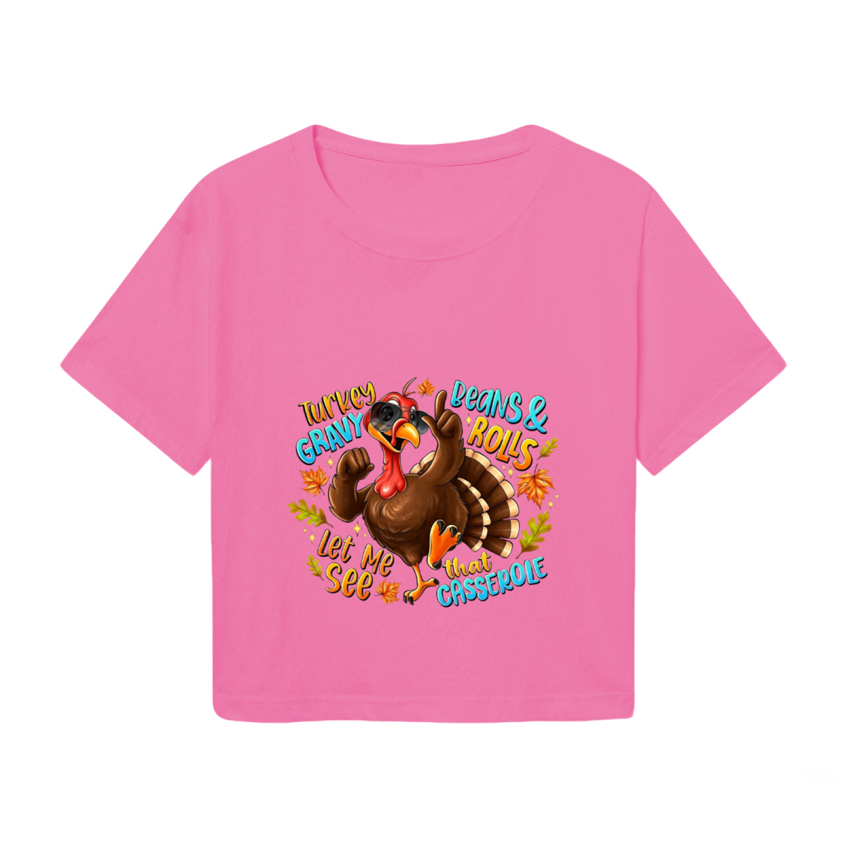 Cool Rock Turkey Thanksgiving Fall Vibes Crop Top
