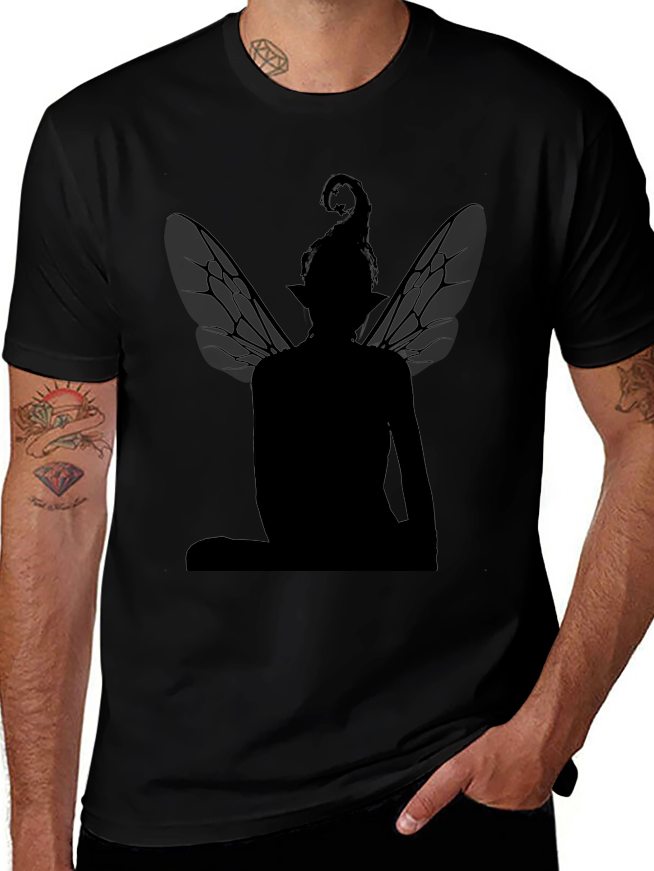 Fairy Silhouette T-Shirt - Black Graphic Tee