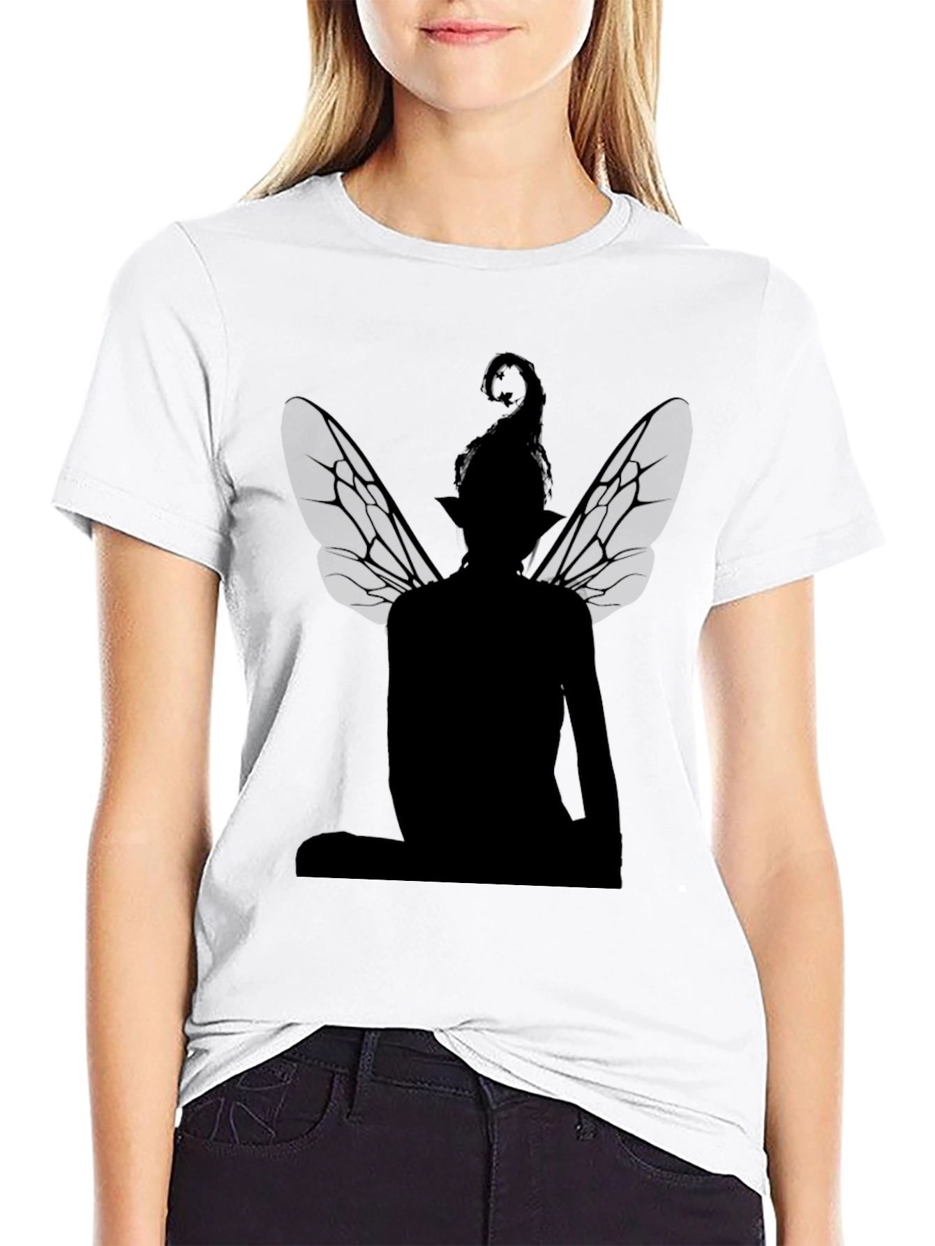 Fairy Silhouette T-Shirt - Black Graphic Tee