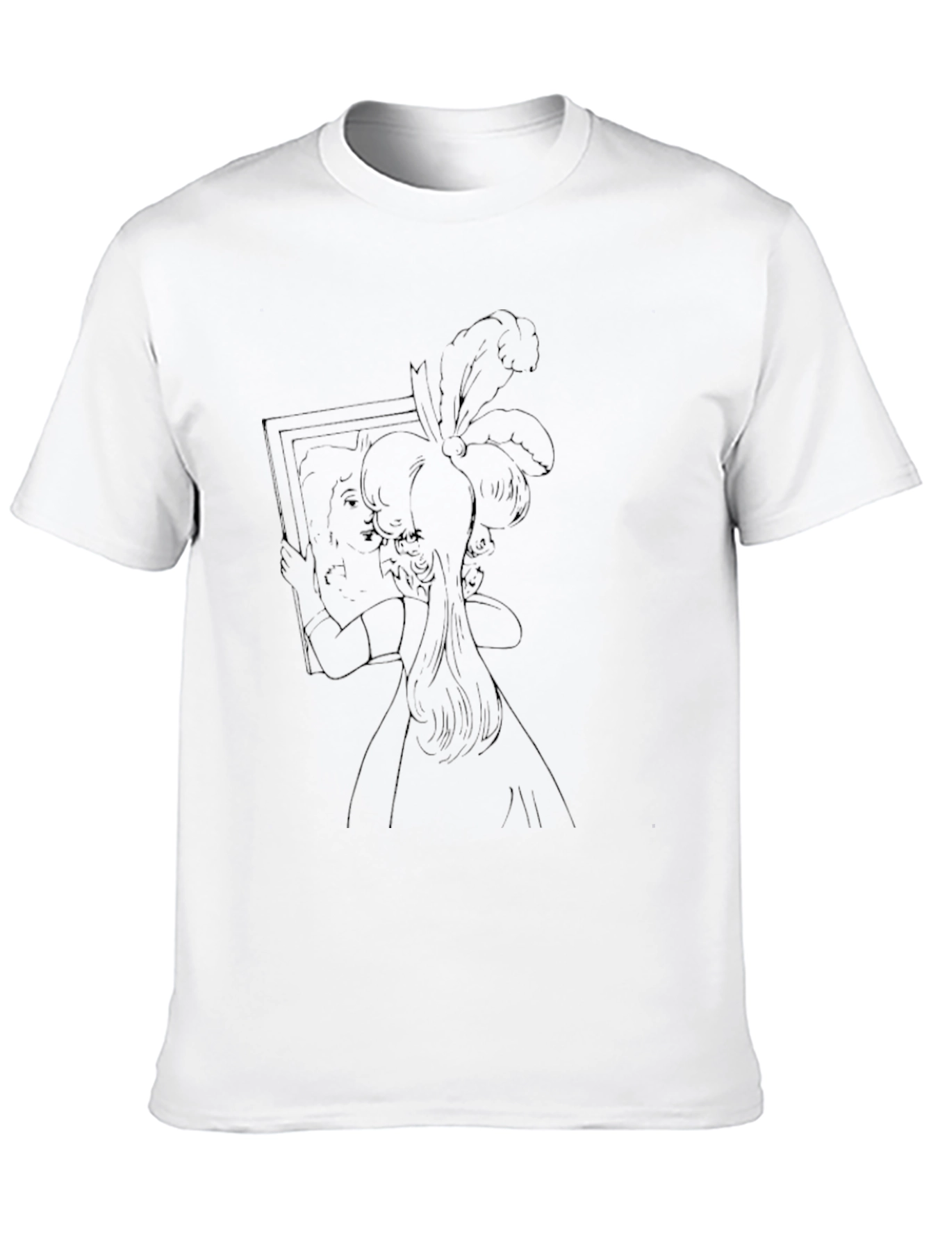 Artistic Black T-Shirt with Woman in Mirror Design