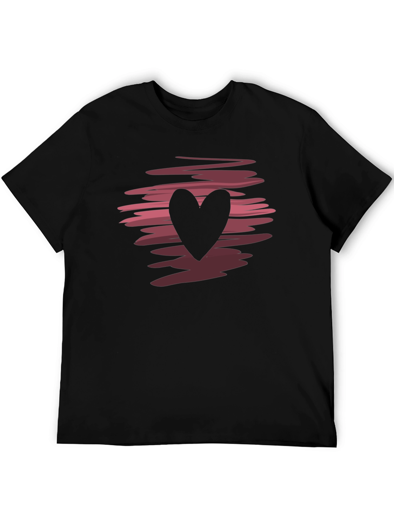 Heart Graphic Black Crew Neck T-Shirt