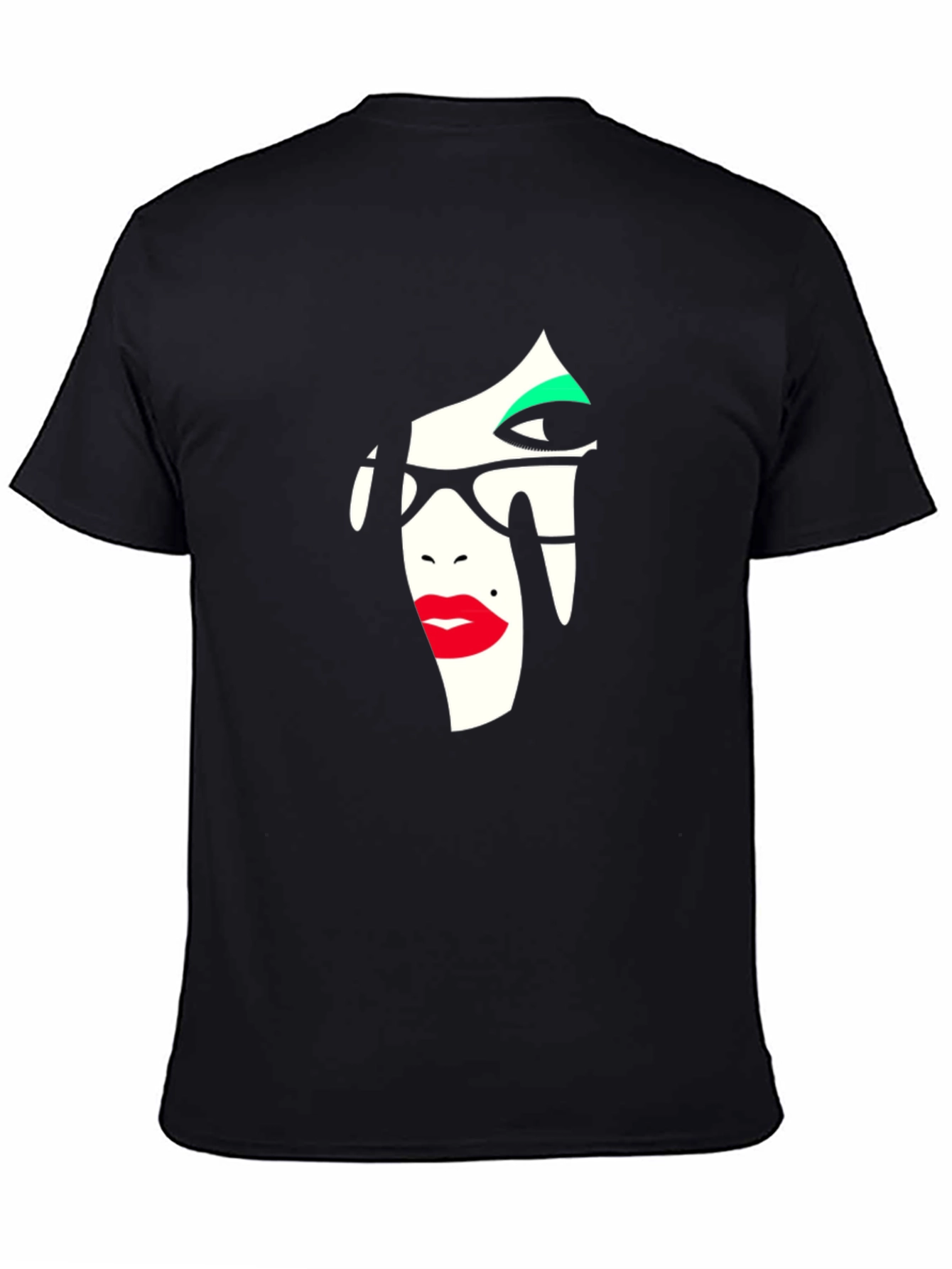 Abstract Face Graphic Tee - Stylish Black T-Shirt