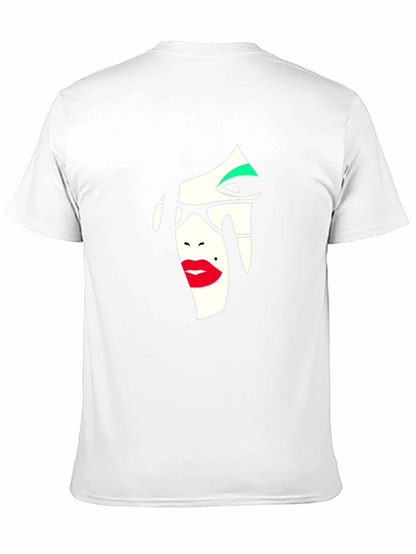 Abstract Face Graphic Tee - Stylish Black T-Shirt