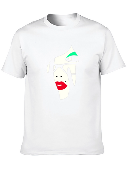 Abstract Face Graphic Tee - Stylish Black T-Shirt