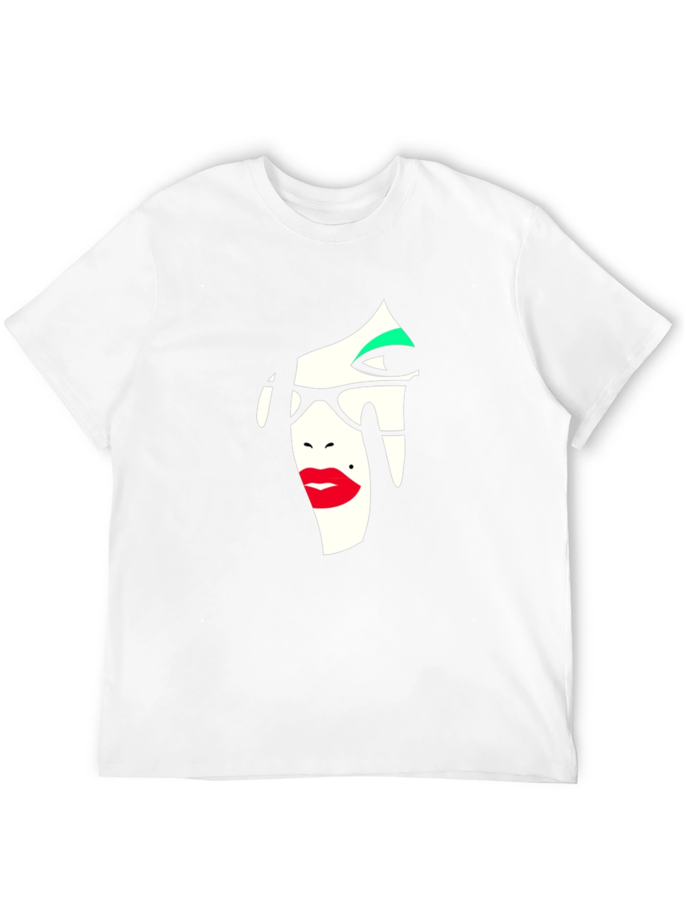Abstract Face Graphic Tee - Stylish Black T-Shirt