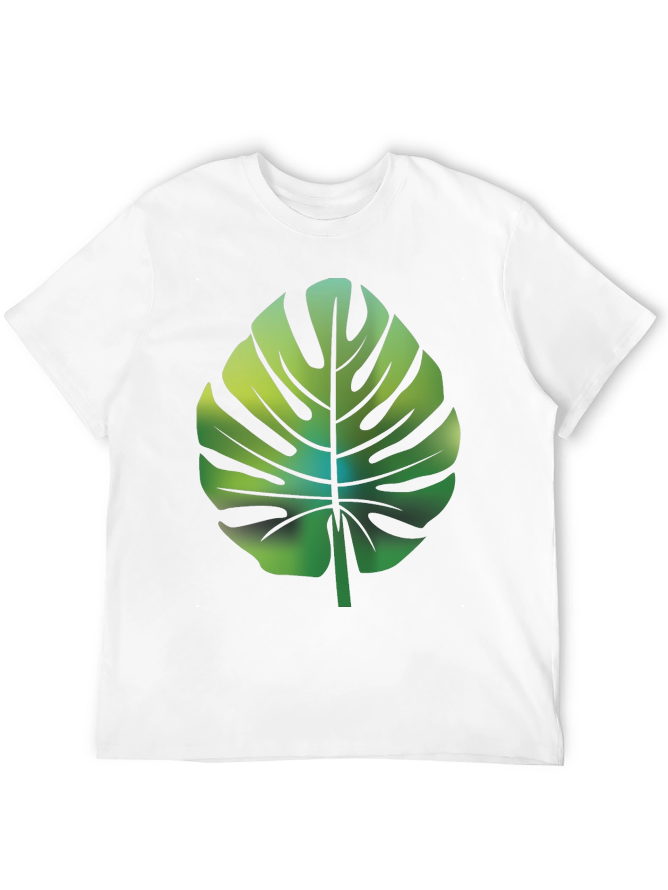 Tropical Monstera Leaf Graphic Tee - Black Cotton Blend
