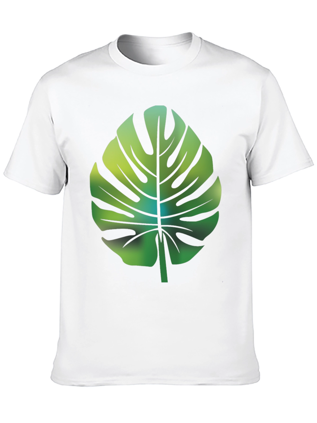Tropical Monstera Leaf Graphic Tee - Black Cotton Blend