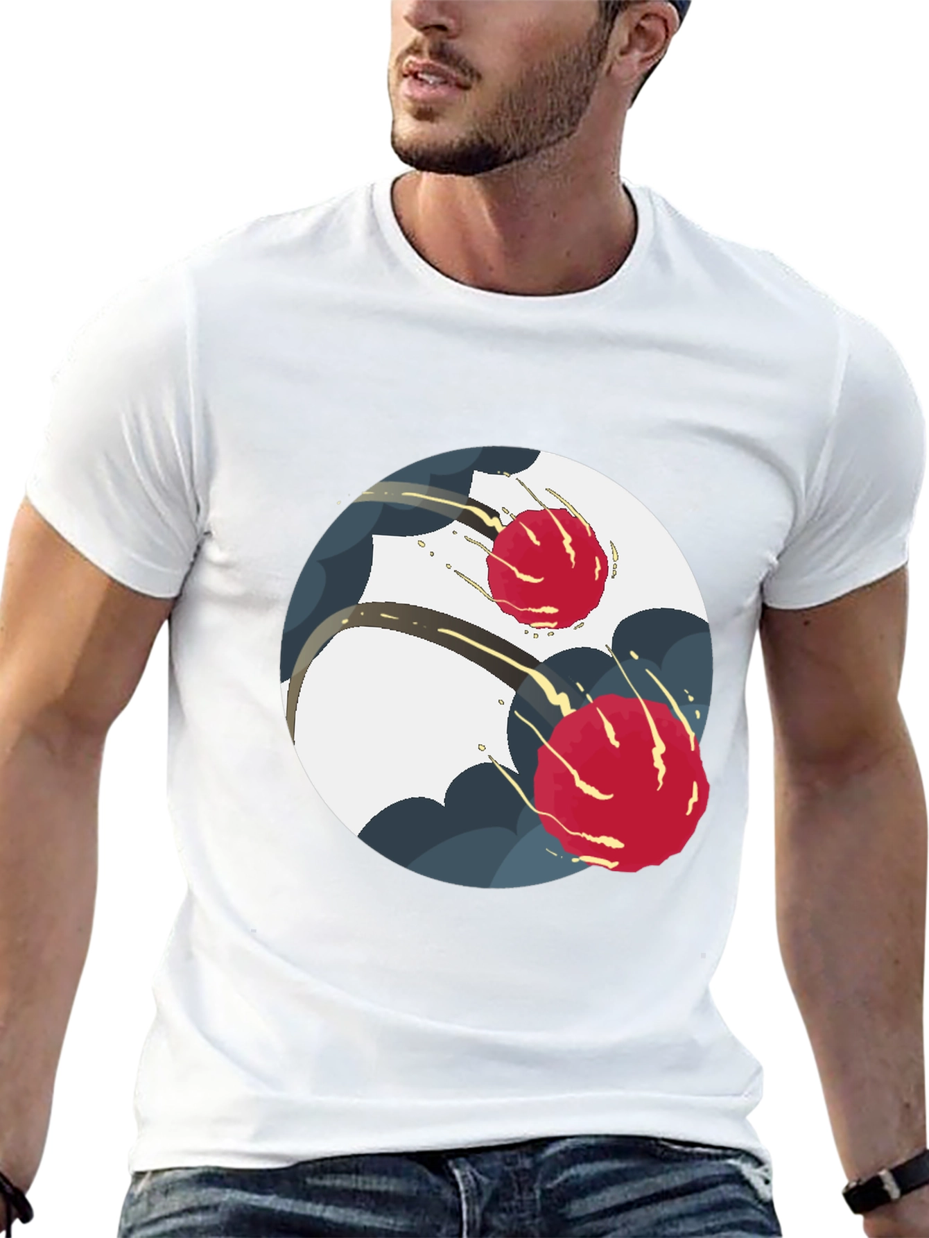 Modern Yin Yang Graphic Tee - Black