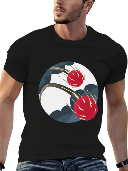 Modern Yin Yang Graphic Tee - Black