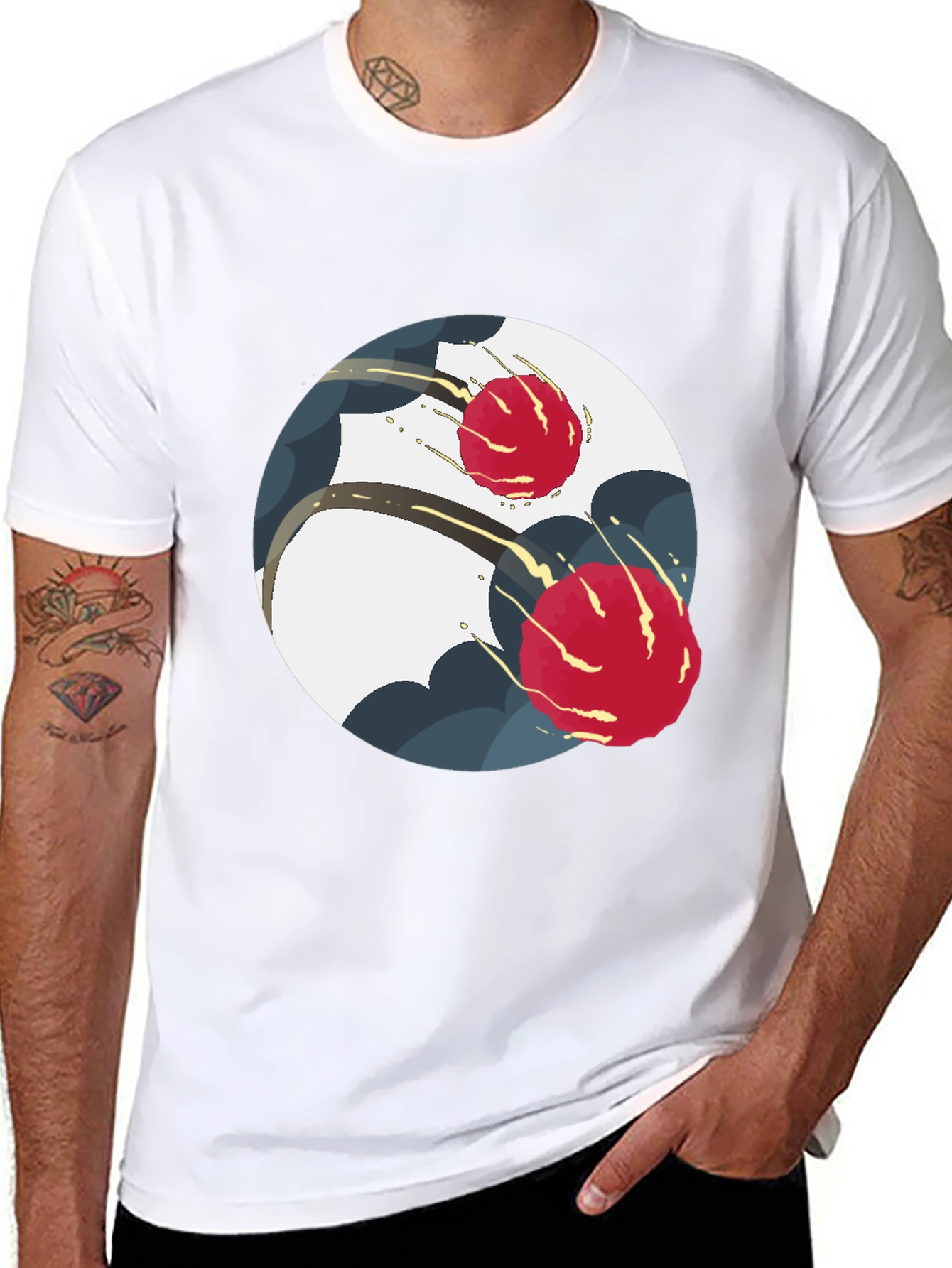 Modern Yin Yang Graphic Tee - Black
