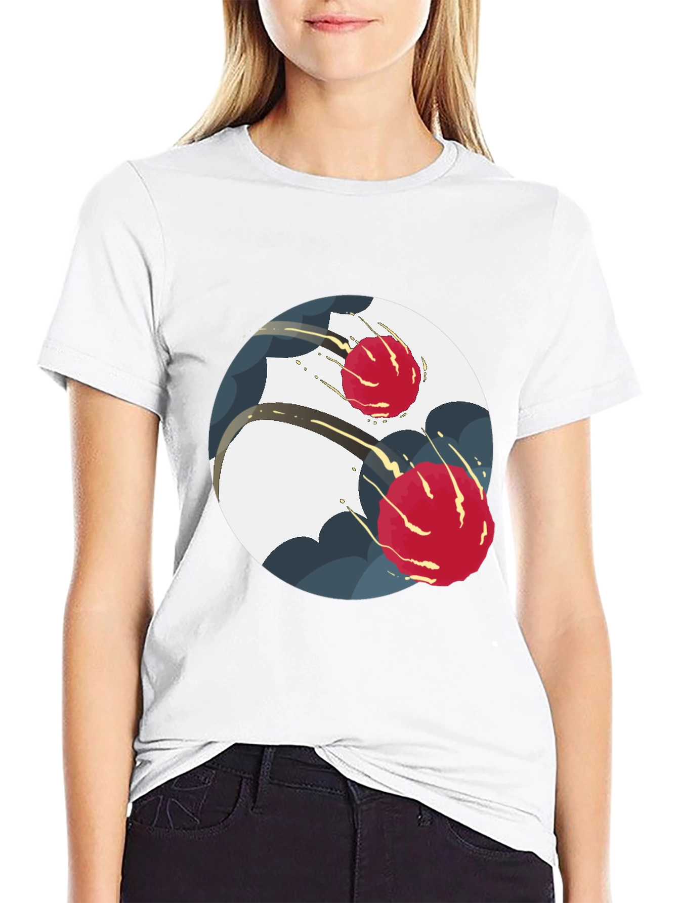Modern Yin Yang Graphic Tee - Black