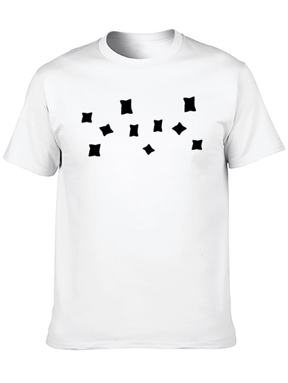 Mens Black Graphic Tee - Abstract Square Pattern