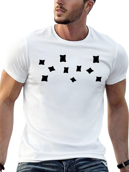 Mens Black Graphic Tee - Abstract Square Pattern
