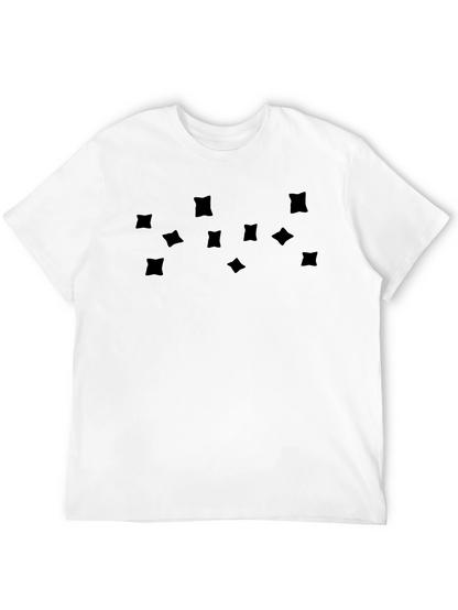 Mens Black Graphic Tee - Abstract Square Pattern