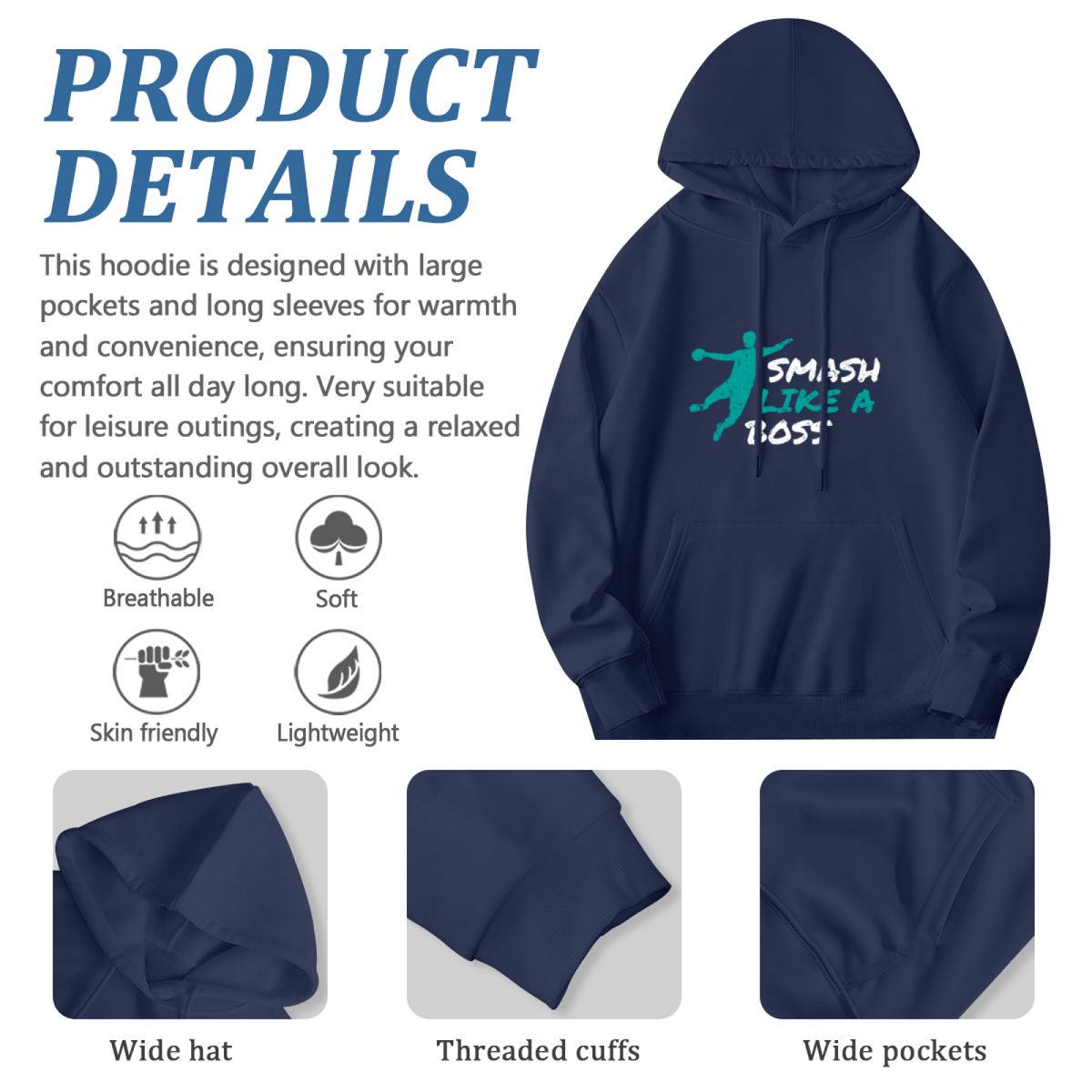 Badminton Smash Like A Boss Grunge Graphic Hoodie
