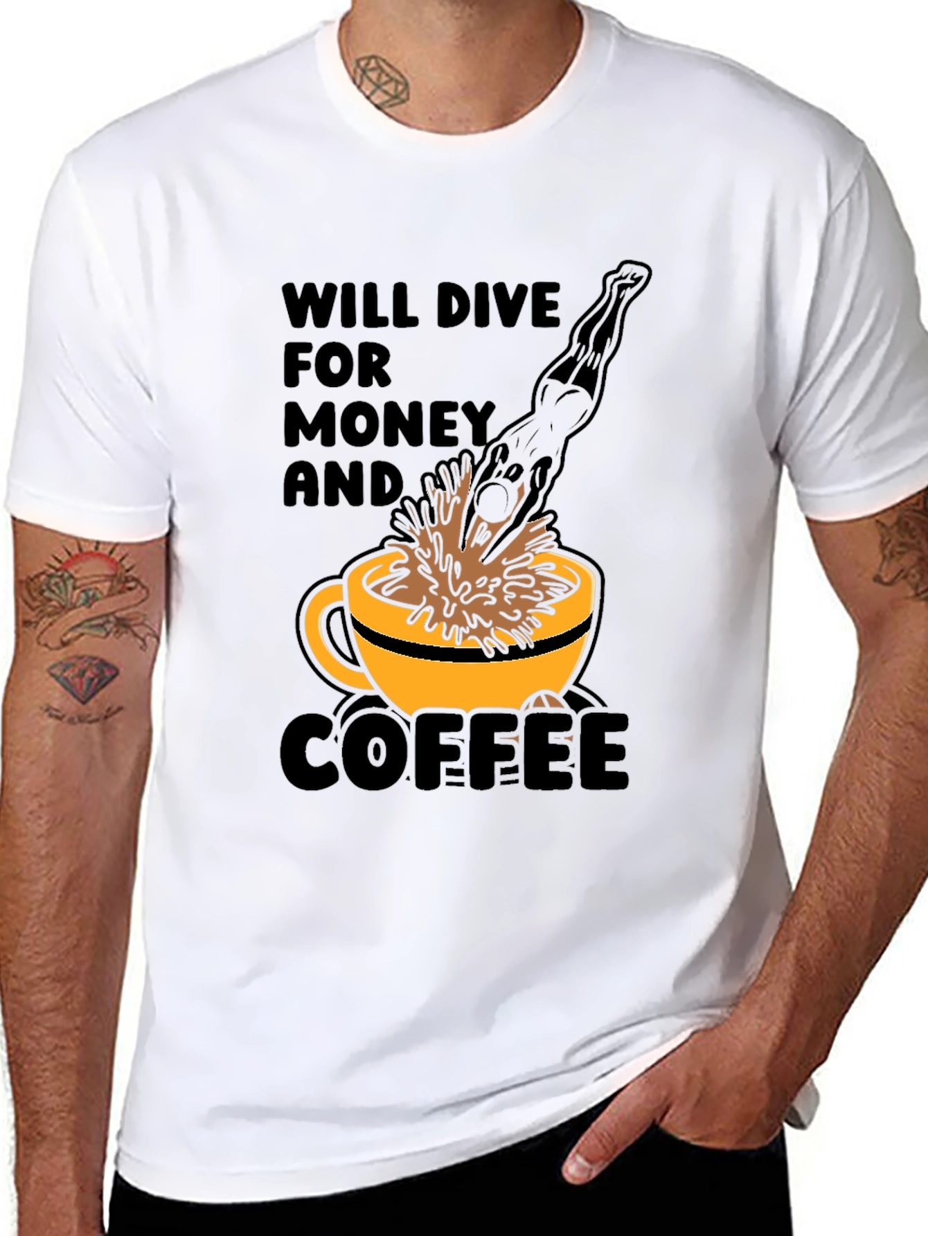 Will Dive for Money and Coffee T-Shirt