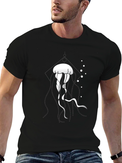 Mens Black Jellyfish Graphic Tee