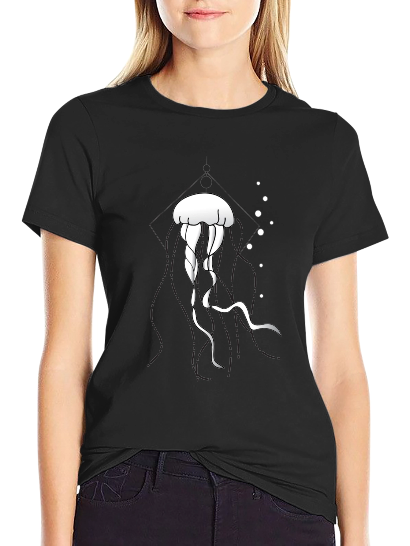 Mens Black Jellyfish Graphic Tee