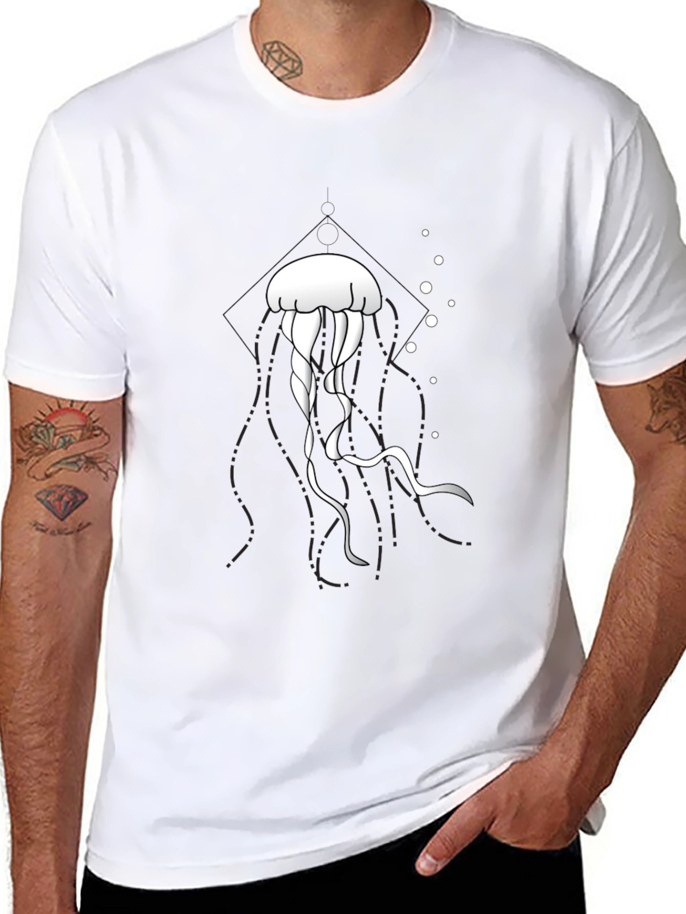 Mens Black Jellyfish Graphic Tee