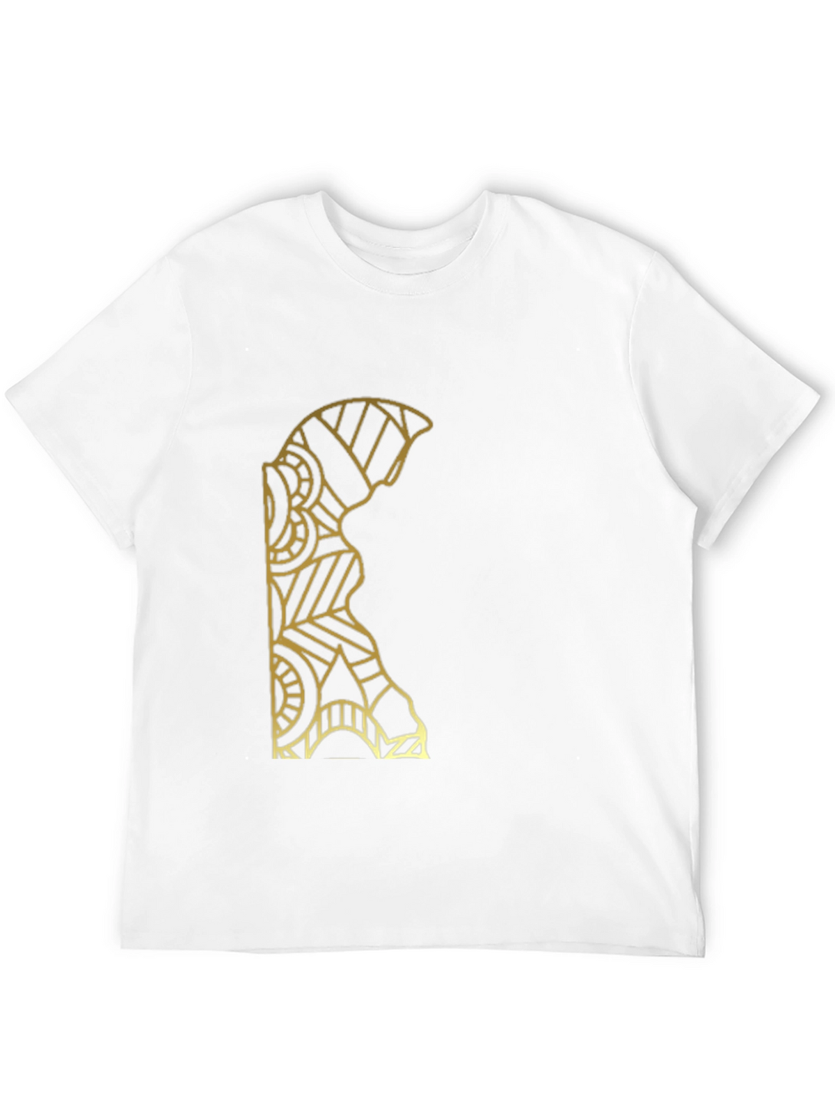 Geometric Gold Pattern Black T-Shirt