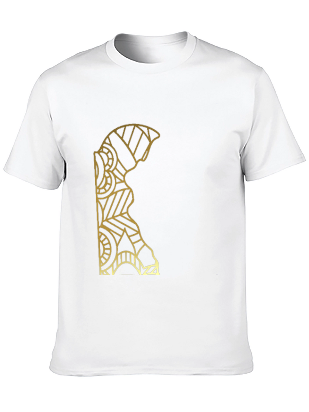Geometric Gold Pattern Black T-Shirt