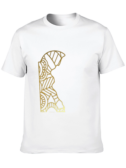 Geometric Gold Pattern Black T-Shirt