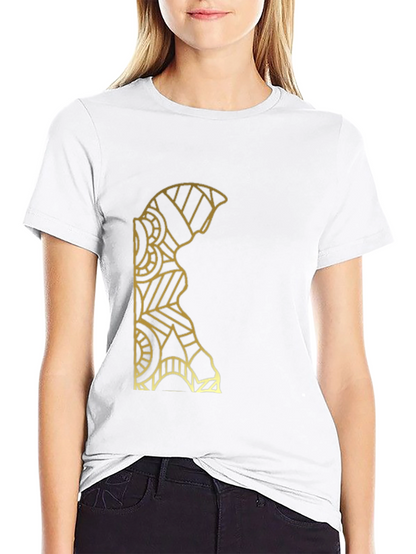 Geometric Gold Pattern Black T-Shirt
