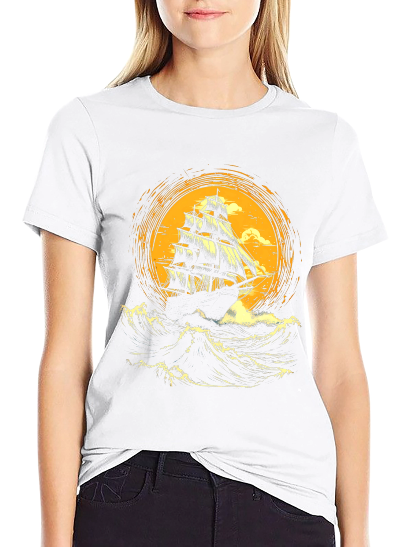 Sailing Ship Graphic Tee - Bold Nautical Design