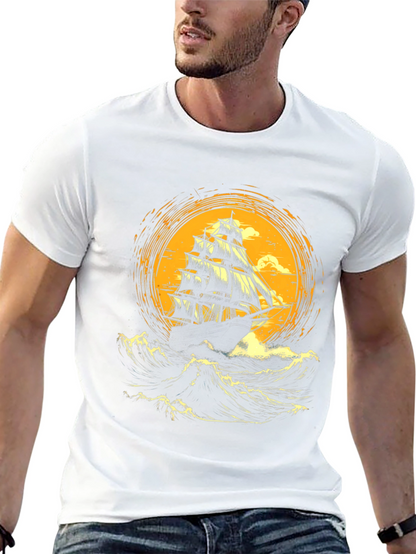 Sailing Ship Graphic Tee - Bold Nautical Design